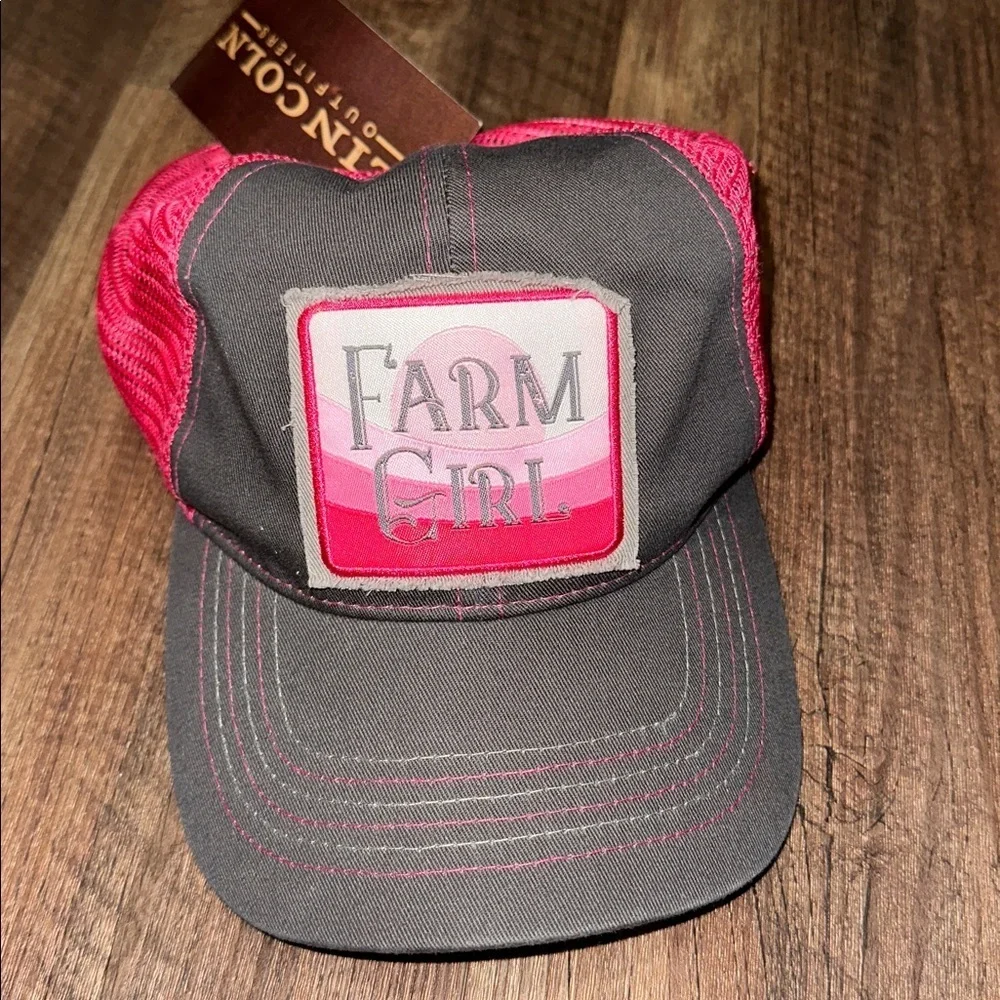 Lincoln Outfitters Farm Girl Hat Cap‎ NWT Pink and Gray Mesh Back